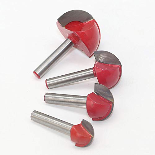 4 Stück Cove Core Box Router Bit Set, Rundspitze Router Bits Hartmetall Runde Groove Router Bit mit 6 mm Schaft für Holzbearbeitung Fräser Werkzeug - Rot von Supertool