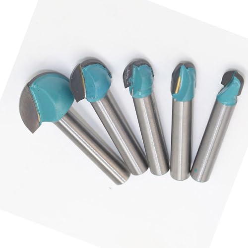 5-teiliges Hohlkern-Fräser-Bit-Set, runde Spitze, Hartmetall-Rillenfräser-Bits mit 6-mm-Schaft für Holzbearbeitung, Fräswerkzeug, Blau von Supertool