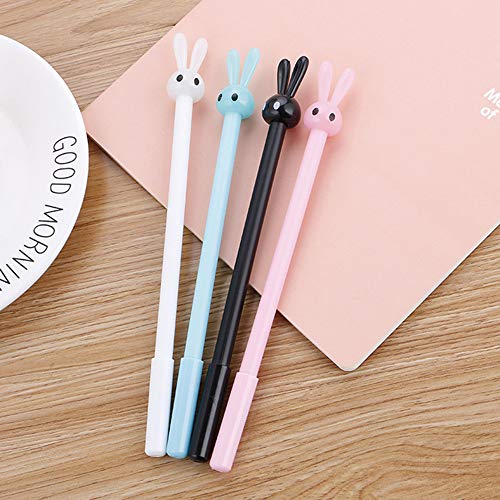 Kawaii Gelschreiber Supertool 6 Stück schöne Gelstifte 0,5 mm süße schwarze Tinte Kaninchen-Kugelschreiber für Kinder Schule Büro Familie (schwarz) von Supertool