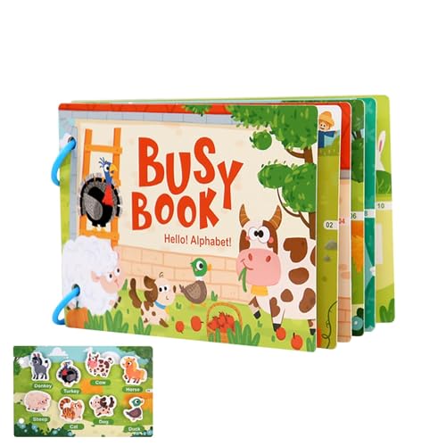 Suphyee Baby-Fleißbuch, Fleißbuch für Kinder,Papierbeschäftigtes Buch mit Aktivitäten im Vorschulalter | Pädagogisches Reisespielzeug, sensorisches 3D-Sticker-Aktivitätsbuch für Geburtstag, Kindertag von Suphyee