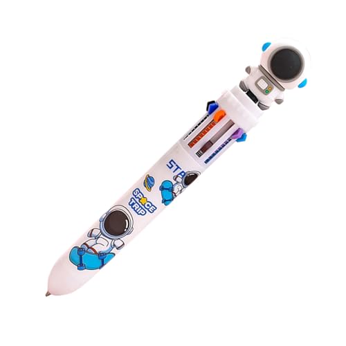 Suphyee Druckkugelschreiber, farbige Kugelschreiber - 10-in-1 Cartoon-Astronauten-Kugelschreiber - Einziehbarer Tintenstift, 0,5 mm glatte Schreibstifte zum Schreiben, Journaling von Suphyee