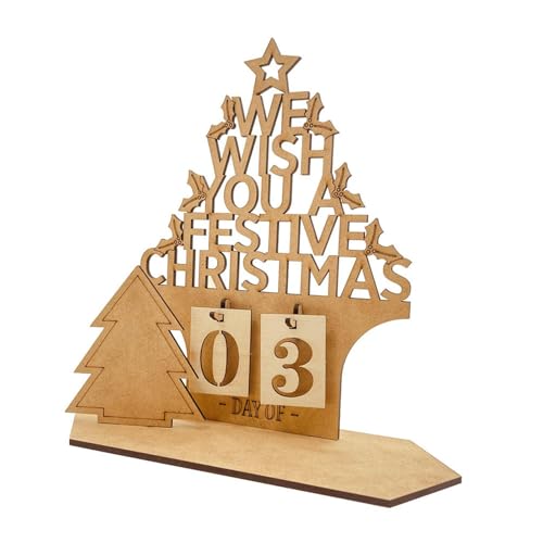 Suphyee Holz-Adventskalender in Hausform, Holz-Countdown-Adventskalender, 2025 Hausform Weihnachts-Adventskalender Holzschild, Dekoratives hohles Schriftzug-Design für Zuhause von Suphyee