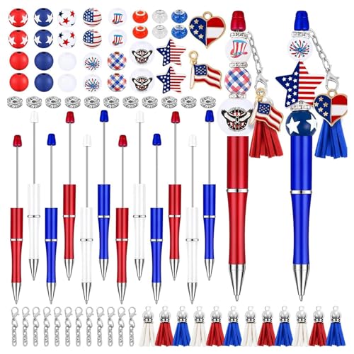 Supoion 12 Stück Perlen-Kugelschreiber, glattes Schreiben, Perlenstift, Signaturstift, amerikanische Flagge, Perlen, Stift, Schulbedarf von Supoion