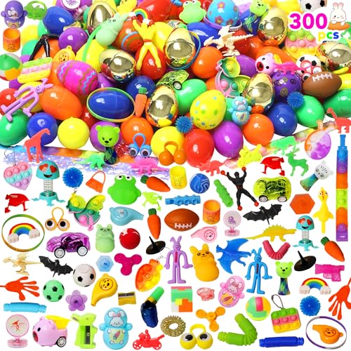 300 Stück vorgefüllte Ostereier mit Spielzeug im Inneren, Osterkorbfüller, keine Süßigkeiten-Überraschung, Ostereier-Füller, Großpackung, Ostereiersuche, Oster-Partygeschenke, Klassenzimmerpreise, von Supovil