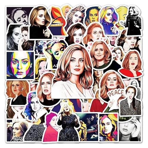 Adele Singer Vinyl-Aufkleber, 50 Stück, gestanzt, geeignet für Laptops, Handys, Hüllen, Wände, Gepäck, Bücher, Wasserflaschen von Supreme Skinz