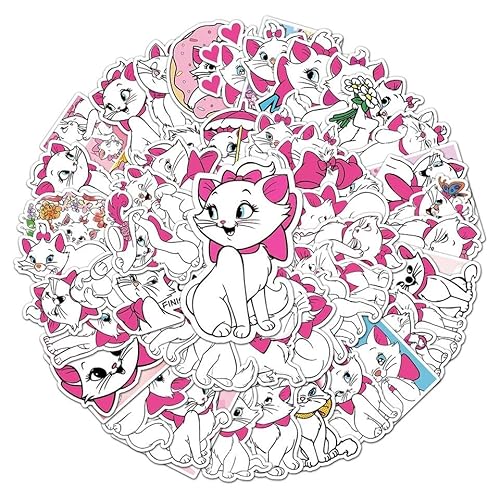 Aristocats Marie White Cat Vinyl-Aufkleber, 50 Stück, gestanzt, geeignet für Laptops, Handys, Hüllen, Wände, Gepäck, Bücher und Wasserflaschen von Supreme Skinz