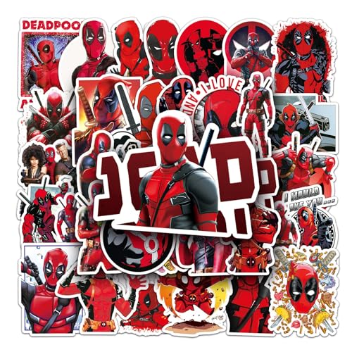 Deadpool Super-Antihero Vinyl-Aufkleber, 50 Stück, gestanzt, geeignet für Laptops, Handys, Hüllen, Wände, Gepäck, Bücher und Wasserflaschen von Supreme Skinz