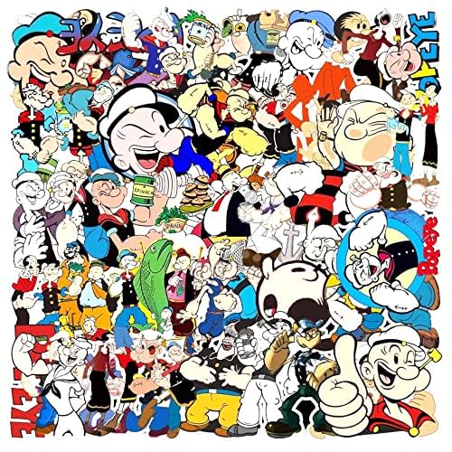 Popeye The Sailor Man Vinyl-Aufkleber, 50 Stück, gestanzt, geeignet für Laptops, Handys, Hüllen, Wände, Gepäck, Bücher, Wasserflaschen von Supreme Skinz