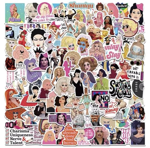 RuPaul's Drag Race Vinyl-Aufkleber, 50 Stück, gestanzt, geeignet für Laptops, Handys, Hüllen, Wände, Gepäck, Bücher und Wasserflaschen von Supreme Skinz