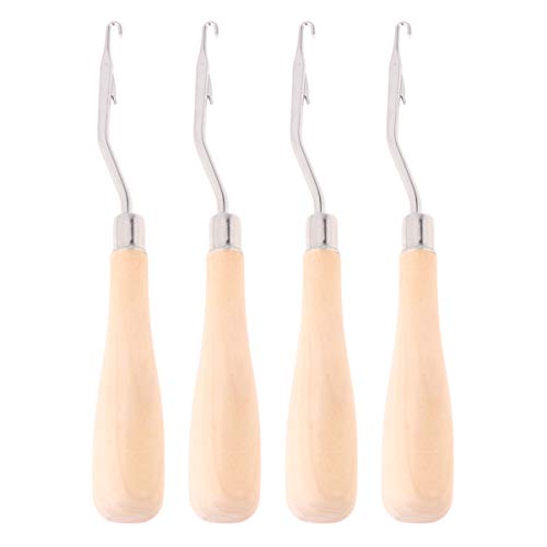 4pcs Knüpfnadel Set Knüpfhaken Nadel Häkelnadel-Set Stricknadeln mit Holz Griff für Knüpfkissen Küpfteppiche zur Teppichherstellung und für Bastelprojekte von Supvox