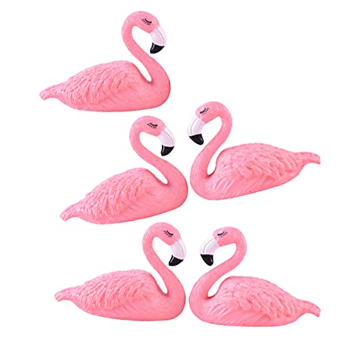 5St tortendeko Einschulung Miniatur-Flamingo-Ornament Harz-Flamingo Heizöl-Mischflasche Puppe Flamingofigur aus Harz Flamingo-Miniatur Kuchen Ornamente Chen Jun Statue schmücken von Supvox