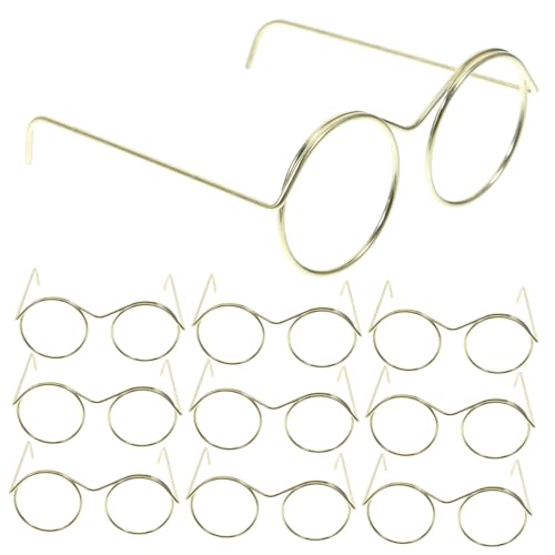 Supvox 10St Puppenbrille Bastelsonnenbrille für Puppen Miniaturen zum Basteln Sonnenbrillen Kinder ferngläser kinderferngläser schnapsgläser Minibrille für Puppe Mini-Brille Stahl Golden von Supvox