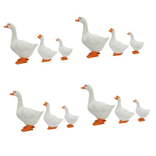 Supvox 12 STK Simulationsmodell Einer weißen Gans Gänse-Miniaturfiguren Desktop-Tierdekor Animal Figures gartenskulptur Tierdeko selber Machen Mini-Gänsefigur aus Harz weiße Gans Statue von Supvox