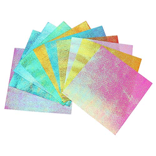 Supvox Faltpapier Handwerk Irisierendes Quadrat Glänzendes Papier für Papierkran Papierschnitte 50 Stücke (15 cm, 10 Farben) von Supvox