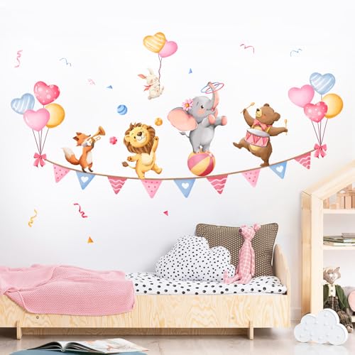 Supzone Wandtattoo Dschungel Tiere Party Wandaufkleber Elefant Löwe Fuchs Bär Wandsticker Abziehen und ankleben für Kinderzimmer Babyzimmer Schlafzimmer Türen Wanddeko von Supzone