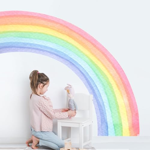 Supzone Wandtattoo Regenbogen Groß 160*140cm Wandaufkleber Aquarell Regenbogen Wandsticker Mädchenzimmer Abnehmbar Wanddekor für Kinderzimmer Babyzimmer Schlafzimmer Türen Wanddeko von Supzone