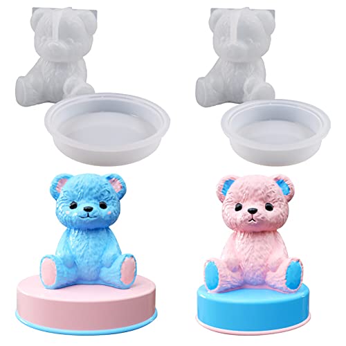 2 Stück 3D Bär Silikonform,Teddybär Epoxidharz Formen Für Die Herstellung Von Dekoration, Silikonform Epoxidharz, Silikonform GießForm Resin für Basteln von Surakey