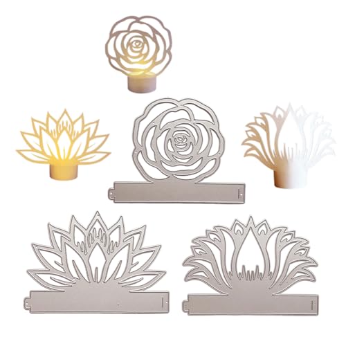 3 Stück Weihnachten Stanzschablone, 3D Blumen Metall Stanzformen, Weihnachten Kerzen Deko Metall Prägeschablonen Stanzformen Cutting Dies Weihnachten Adventskerze Prägeschablone DIY Weihnachtsdeko von Surakey