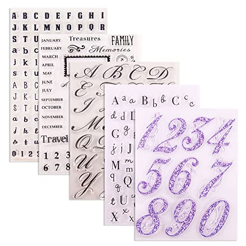 Alphabet Stempel,5 Stück Alphabet Silikon Klare Stempel DIY Zahlen Buchstaben Transparente Vintage Stempel Clear Stamps Schablonen Brief Alphabet Zahlen Stempel für DIY Scrapbooking Kartenherstellung von Surakey