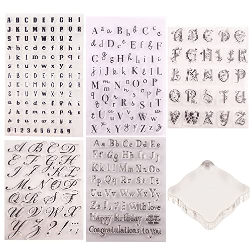 Alphabet Stempel,6 Stück Alphabet Silikon Klare Stempel DIY Zahlen Buchstaben Transparente Vintage Stempel Clear Stamps Schablonen Brief Alphabet Zahlen Stempel für DIY Scrapbooking Kartenherstellung von Surakey