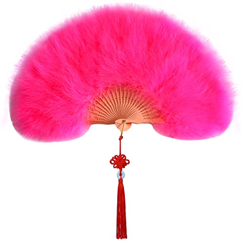 Faltbar Handfächer für Damen,1920er Feder Handfächer Faltfächer Klappfächer Vintage Marabu Federfächer Tanzfächer Fächer Tanzen Hand Fan für Hochzeit Geschenk Sommer Feste Party Fasching Kostüm Dekor von Surakey