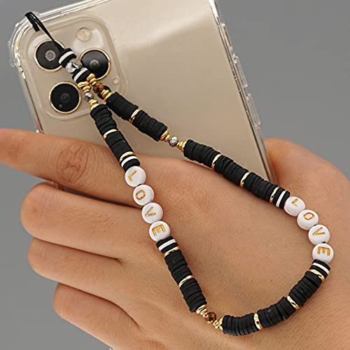 Handykette Perlen Handy Strap,Böhmische Perlen Handschlaufe für Telefon,Acryl Lächeln Stern Perlen Anti-Verlorene Handykette Telefon Anhänger Schlüsselband Kette Mobile Phone Handy-Schmuck für Frauen von Surakey