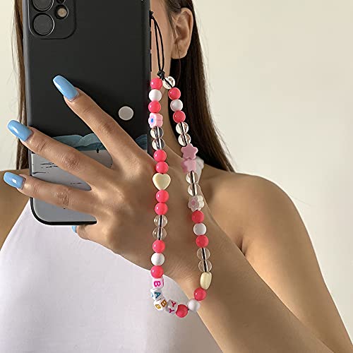 Handykette Perlen Handyanhänger,Böhmische Perlen Handschlaufe für Telefon,Lächeln Frucht Perlen Anti-Verlorene Handykette Telefon Charm Strap Anhänger Schlüsselband Kette Mobile Phone Handy-Schmuck von Surakey