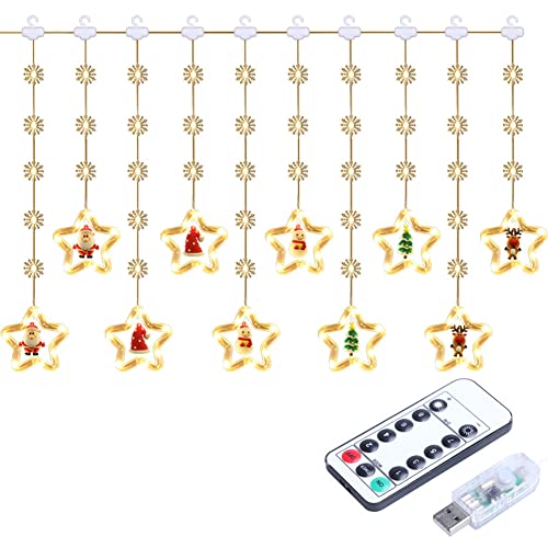 LED Schneeflocken Sterne Lichterkette, Weihnachten Lichter für Zimmer, 3m 50er LED Weihnachtsdeko Lichtervorhang Innenlicht USB Betrieben für Innen/Außen Weihnachtsdeko Party Weihnachtsbaum Deko von Surakey