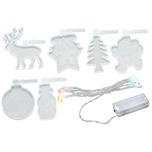 Silikonform Weihnachten Elch Weihnachtsbaum Weihnachtsmann Schneemann Stern Weihnachtsharz Formen Weihnachten Rentier Epoxidharz Formen Resin 3D Silikon Gießformen mit LED Lichterketten für Home Deco von Surakey