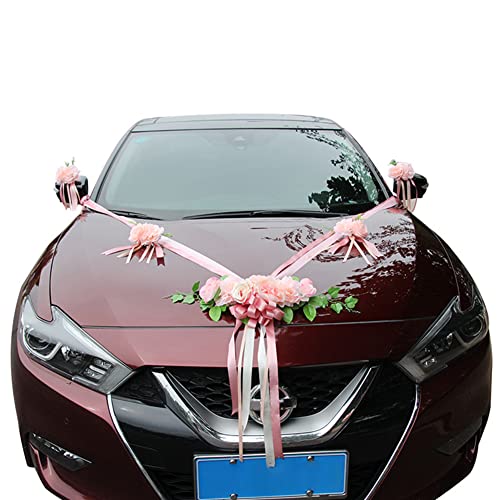 Surakey Hochzeit Auto Schmuck Braut Paar Rose Deko Autoschmuck Autodeko Auto Blumenschmuck Hochzeit Car Auto Blumen Wedding Dekoration Girlande Hochzeitsschmuck Hochzeitsauto Deko,Gold von Surakey