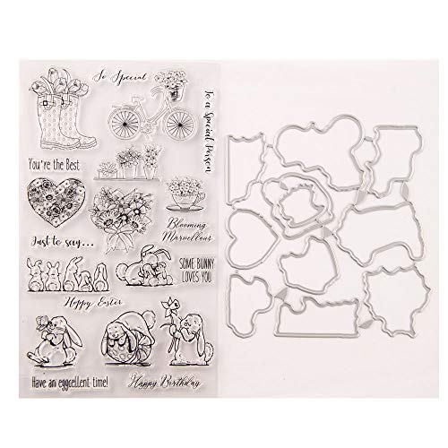 Tier Stempel und Stanzschablonen Set,Klar Silikonstempel und Stanzen Set,Metall Prägeschablonen Stanzmaschine Weihnachts Stanzformen Schablonen und Clear Stempel für DIY Scrapbooking, Kunsthandwerk von Surakey