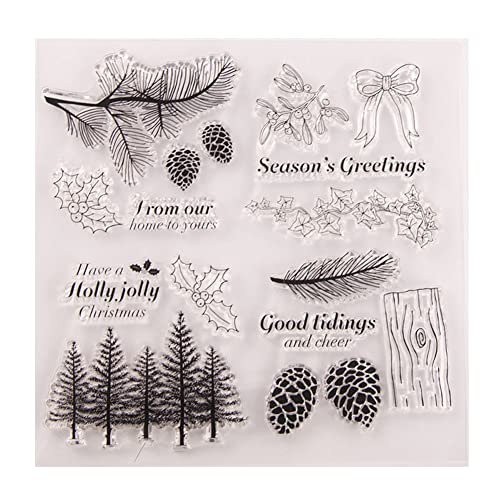 Weihnachten Silikonstempel Set,Clear Stamp Weihnachten,Silikonstempel Winter,Stempel Weihnachten Silikon,Frohe Weihnachten Stempel,Silikonstempel und Stanzen für DIY, Scrapbooking, Kartenherstellung von Surakey