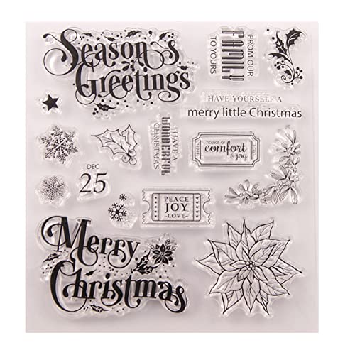 Weihnachten Silikonstempel Set,Clear Stamp Weihnachten,Silikonstempel Winter,Stempel Weihnachten Silikon,Frohe Weihnachten Stempel,Silikonstempel und Stanzen für DIY, Scrapbooking, Kartenherstellung von Surakey