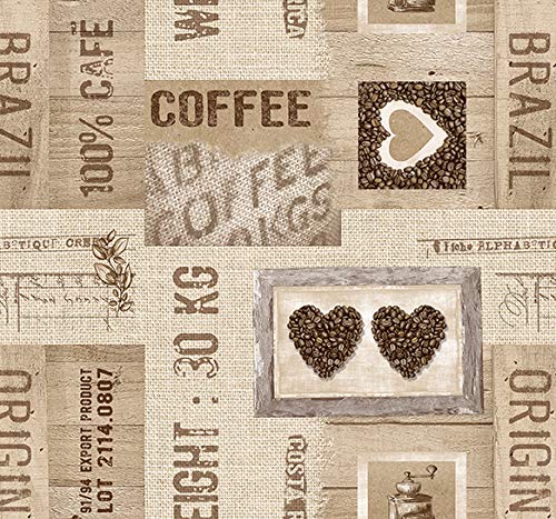 PVC Tischdecke Arabica beige braun Wachstuch · Eckig · Länge & Breite wählbar · abwaschbare Tischdecke · Brazil Kaffee Coffee, Größe:110 x 70 cm von Surdefens