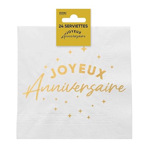 SURPRISEZ-VOUS Servietten 'Joyeux Anniversaire' – Sterne – 24 Stück – Metall von Surprisez-vous