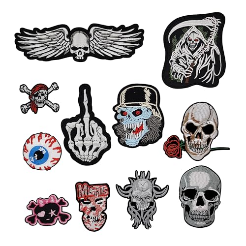 Surriba Bügelbilder für Textilien Skelett Klein Aufnäher Halloween Cool Personalisierte Jacken Bügelpatch 11pcs von Surriba