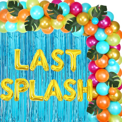 Last Splash Hen Party Dekorationen, Last Splash Balloon Banner, Folienfransen Vorhang, Ballon Girlande Bogen Kit für Sommer Pool Junggesellinnenabschied Brautdusche Junggesellinnenabschied Zubehör von Sursurprise