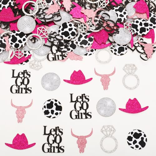 Let's Go Girls Bachelorette Party Dekorationen, 200 Stück Let's Go Girls Konfetti für Tisch, Disco Cowgirl Western Nashville Brautdusche Verlobung Hochzeit Supplies von Sursurprise