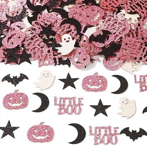 Little Boo Party Dekorationen, 200Pcs Little Boo Konfetti für Tabelle Glitter Rosa Schwarz für Mädchen Halloween Little Boo Baby Dusche Geburtstag Party Supplies von Sursurprise