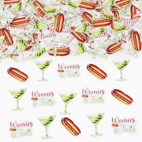 Sursurprise 200 Stück Weenies und Tinis Konfetti, Martini Hot Dog Tischstreuungen für Weenies & Tinis Geburtstag Junggesellinnenabschied Dekor Cocktail Tini Bar Thema Hochzeit Brautparty Dekorationen von Sursurprise