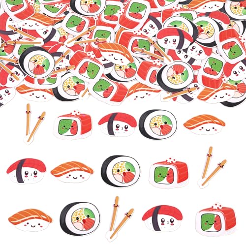 Sursurprise 200Pcs Sushi-Thema Konfetti, japanisches Thema Tabelle Streuungen Let's Roll Sushi Dekorationen, Sushi Geburtstag Baby Dusche asiatische Lebensmittel Party Dekoration liefert von Sursurprise