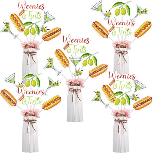 Sursurprise 24Pcs Weenies & Tinis Thema Tafelaufsatz Sticks, Weenies und Tinis Geburtstag Bachelorette Braut Dusche Tabelle Topper Hot Dog Martini Tafelaufsätze Dekor, Martini Bar Party Dekorationen von Sursurprise