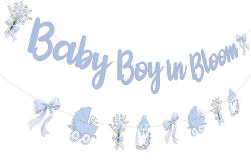 Sursurprise Baby Boy in Bloom Dekorationen für Jungen, Baby Boy in Bloom Banner Schild Girlande, blaue Schleifen Babyparty Geschlecht Offenbarung Party Supplies Sursurprise Baby Boy in Bloom Dekorationen für Jungen, Baby Boy in Bloom Banner Schild Girlande, blaue Schleifen Babyparty Geschlecht Offenbarung Party Supplies von Sursurprise
