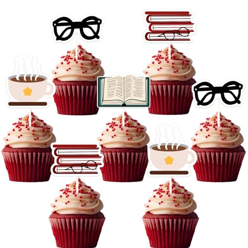 Sursurprise Buch Club Party Dekorationen, 36pcs Buch Club Cupcake Toppers, Lesen Buch Kuchen Dekorationen für Buchliebhaber Geburtstag Bibliothek Party Supplies von Sursurprise