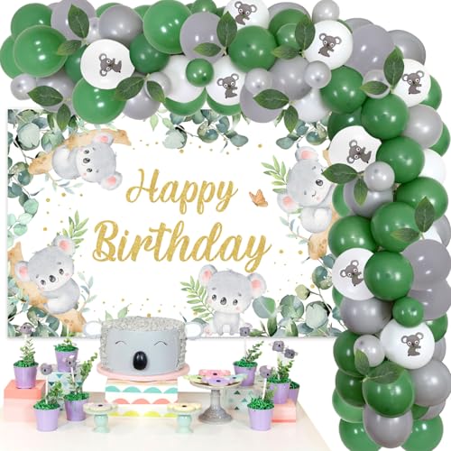 Sursurprise Koala Geburtstag Dekorationen, Koala Girlande Bogen Kit, Koala-Bär-Hintergrund, Koala Themed Geburtstag Zoo Wild Dschungel Tier Party Supplies von Sursurprise