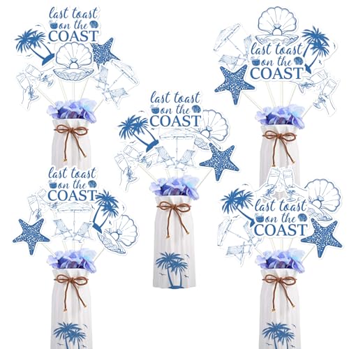 Sursurprise Last Toast on the Coast Bachelorette Dekorationen, Last Toast on the Coast Table Centerpiece Sticks for Costal Beach Sea Nautical Bridal Shower Wedding Party Decor von Sursurprise