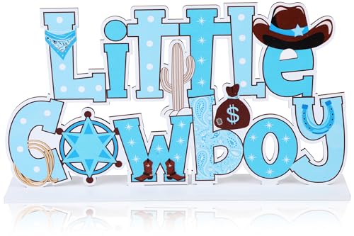 Sursurprise Little Cowboy Holz-Mittelstück Cowboy Babyparty One Letter Schild Wilder Westen Tischdekoration für Jungen von Sursurprise