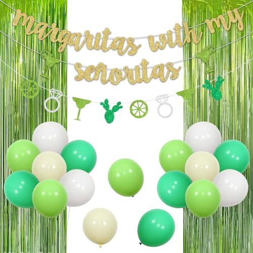 Sursurprise Margs and Matrimony Bachelorette Dekorationen, Margaritas mit My Senoritas Banner Schild Folie Fransen Ballons Dekor, Cinco De Mayo Mexikanische Fiesta, Brautparty, Hochzeitsfeier Supplies von Sursurprise