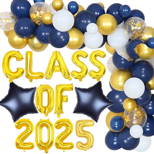 Sursurprise Marineblau und Gold Abschlussdekorationen 2025 Ballongirlande Bogen Kit Klasse 2025 Ballon Banner für Abschlussfeier 2025 Supplies von Sursurprise