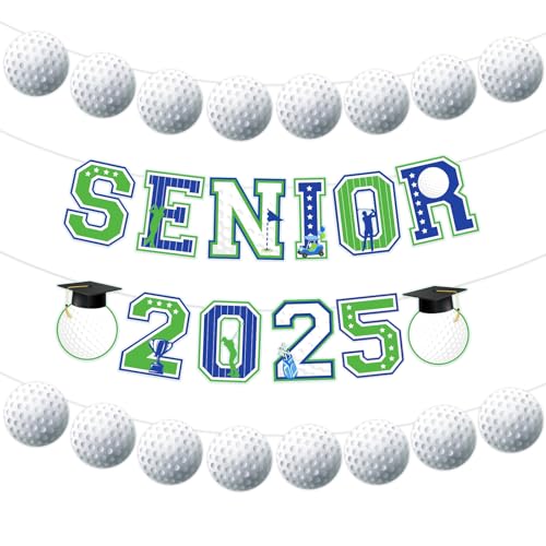 Sursurprise Senior Night Golf Dekorationen, Senior 2025 Golf Banner, Golfspieler Sport Team 2025 Graduation Party Supplies für High School College von Sursurprise